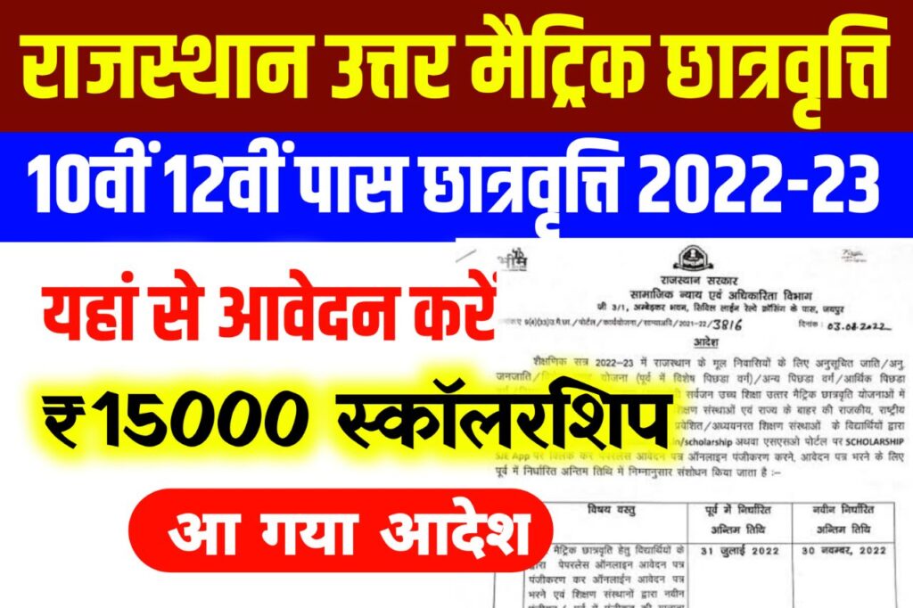 Rajasthan Uttar Matric Scholarship Yojana 2023