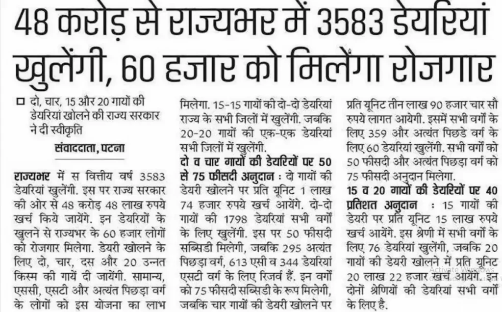 Bihar Dairy Farm Yojana
